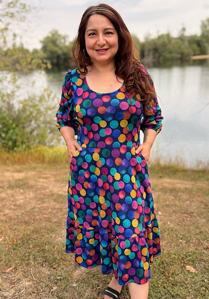 Rosalyn Navy Bright Spots Print Dress