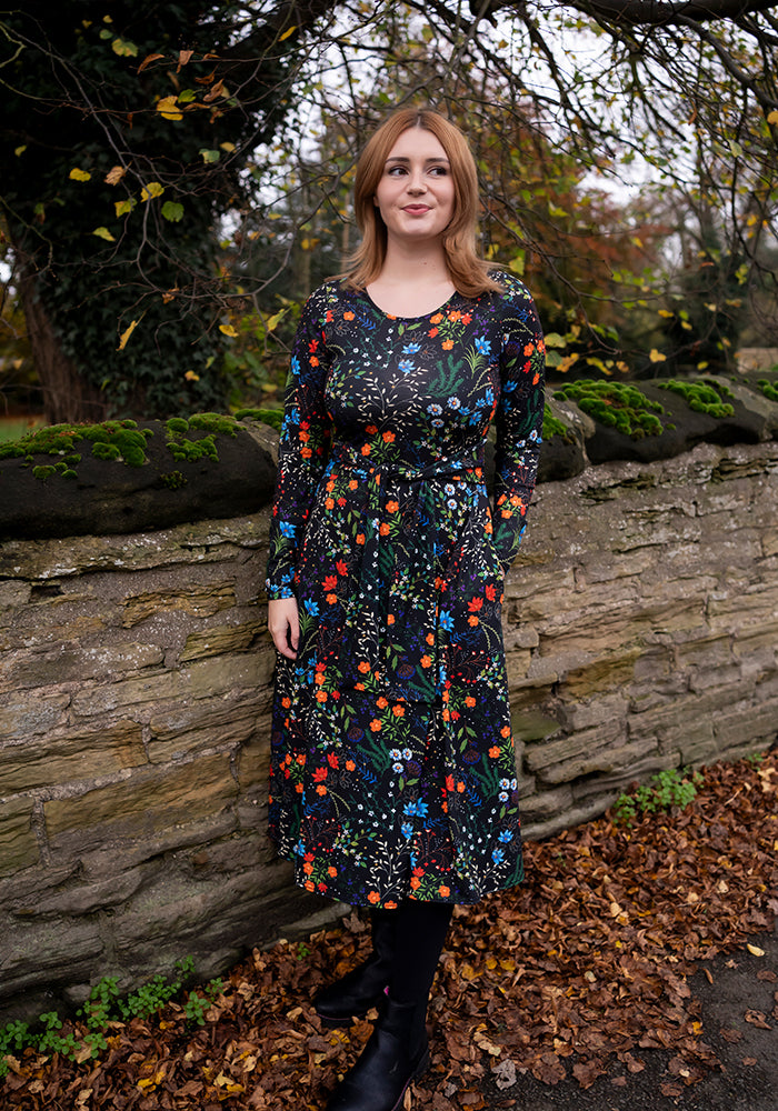 Rosamund Winter Floral Print Midi Dress