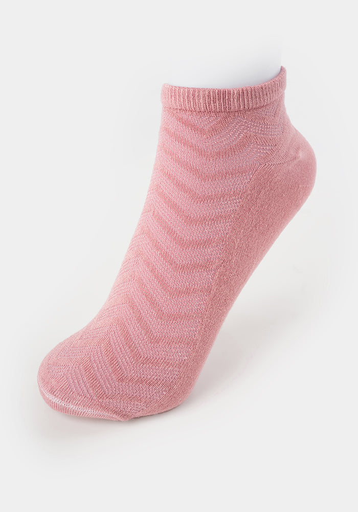 Front view of Rose Bamboo Trainer Socks