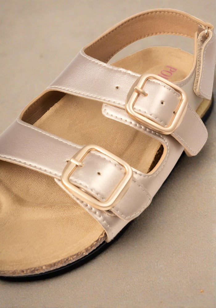 Gold Double Buckle Popsy Sandal