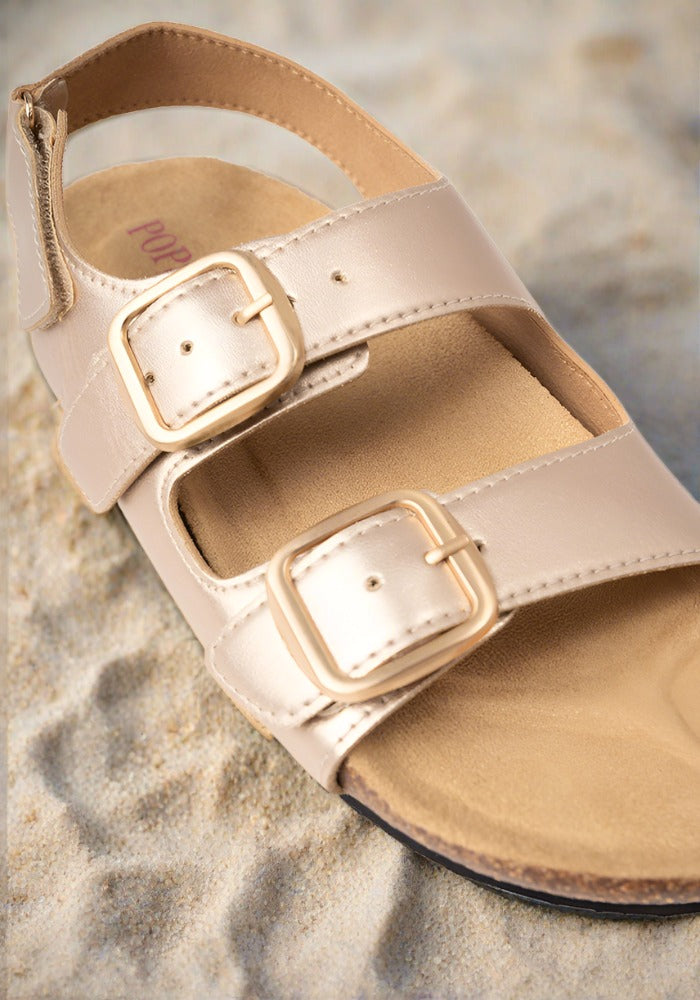 Gold Double Buckle Popsy Sandal