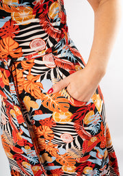 Roseanna Tropical Fruit Print Tiered Hem Viscose Midaxi Dress