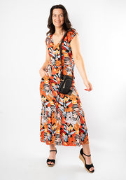 Roseanna Tropical Fruit Print Tiered Hem Viscose Midaxi Dress