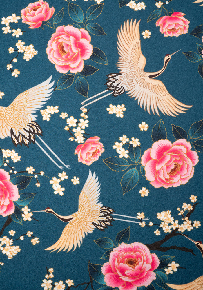 Second angle of Rosemarie Floral Crane Print Swing Dress