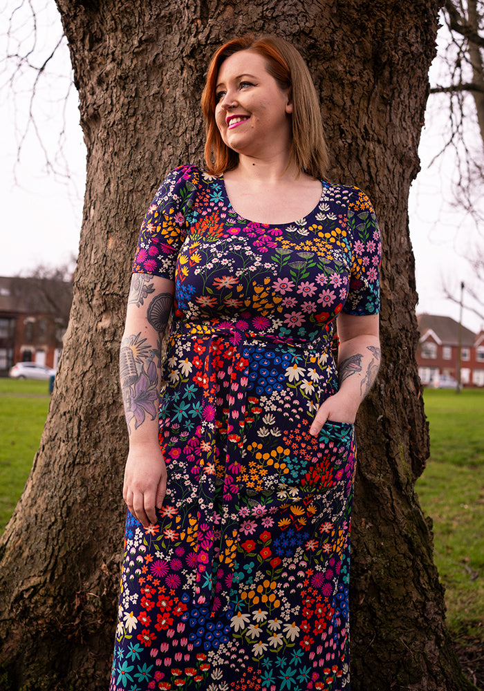 Tenth angle of Rosemary Wild Flower Print Cotton Midaxi Dress