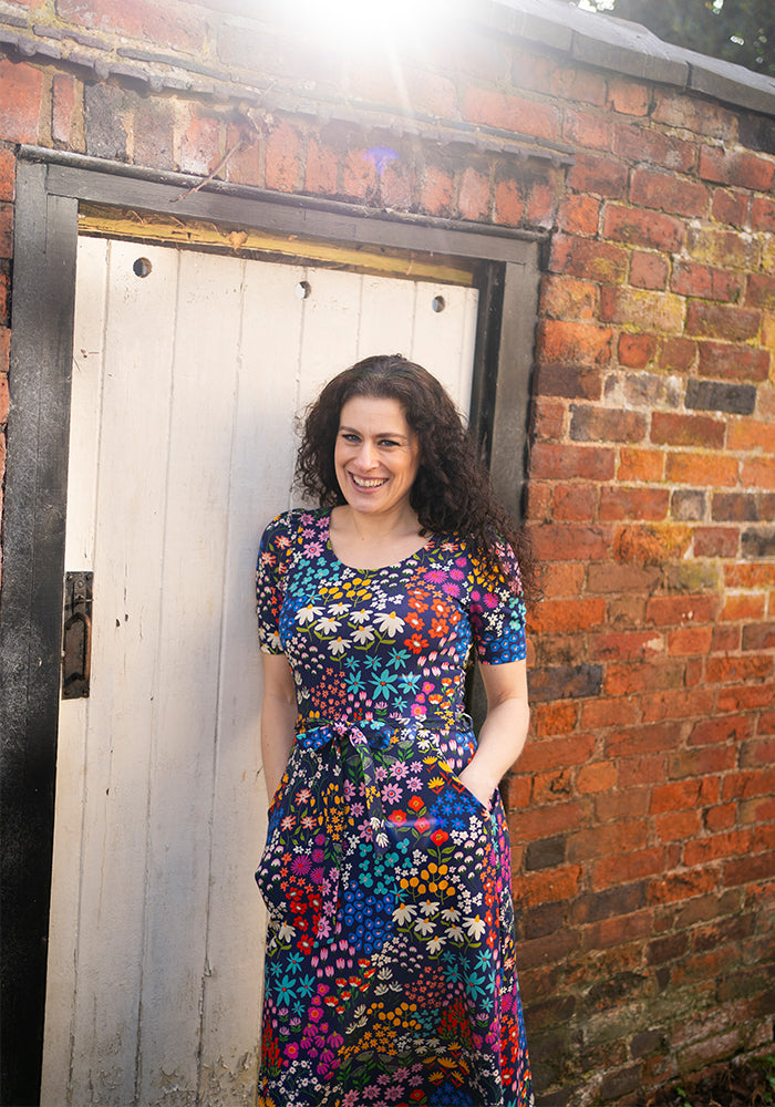 Sixth angle of Rosemary Wild Flower Print Cotton Midaxi Dress