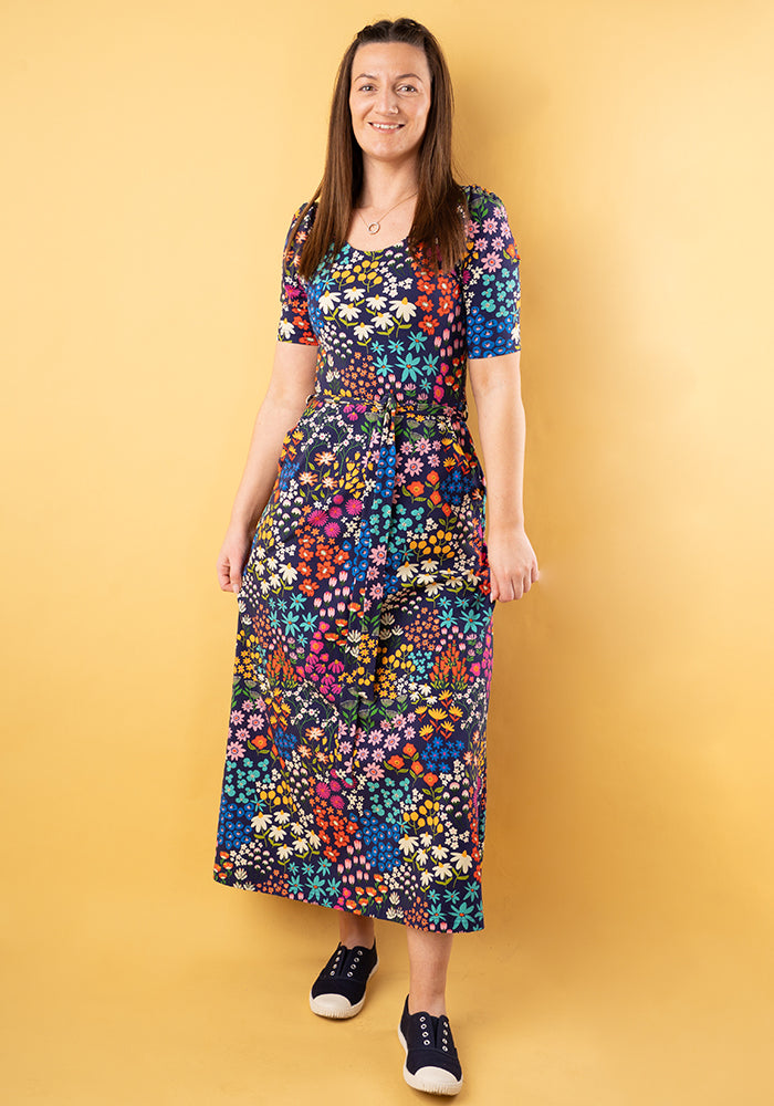 Fifth angle of Rosemary Wild Flower Print Cotton Midaxi Dress