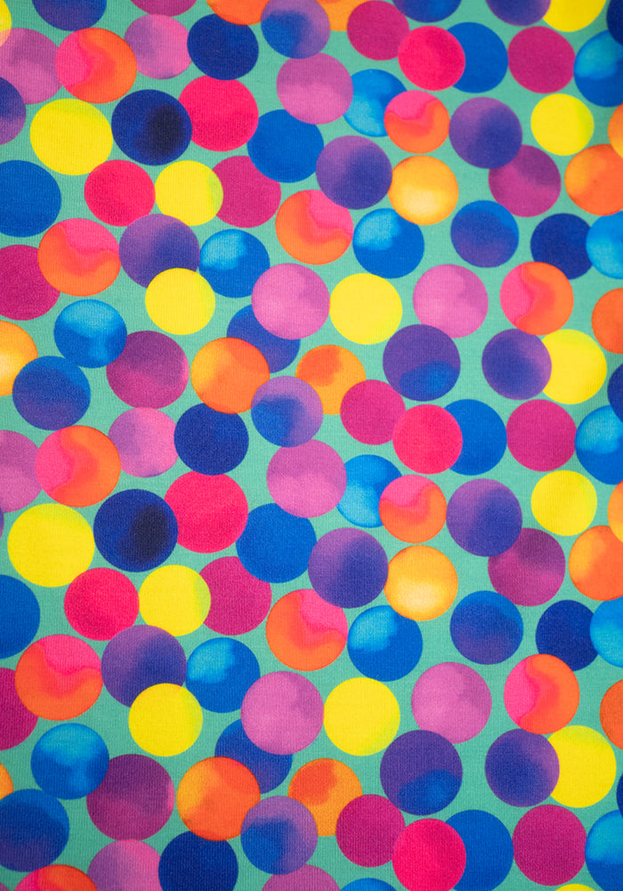 Rosia Teal Rainbow Spots Print Dress