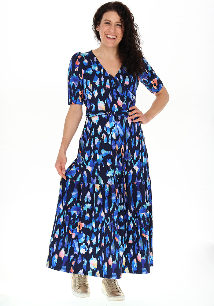 Rossella Colourful Abstract Print Cotton Midaxi Dress