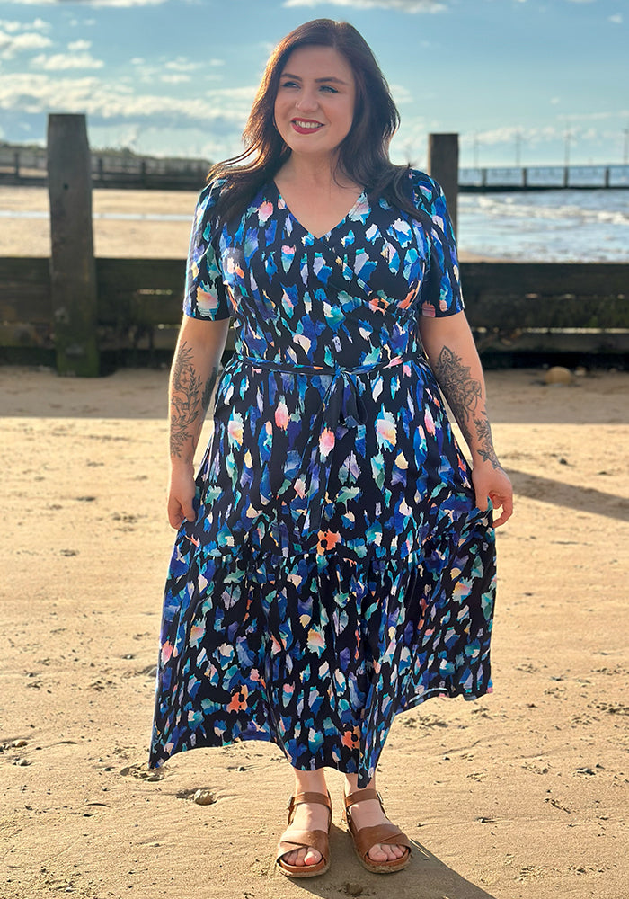 Rossella Colourful Abstract Print Cotton Midaxi Dress