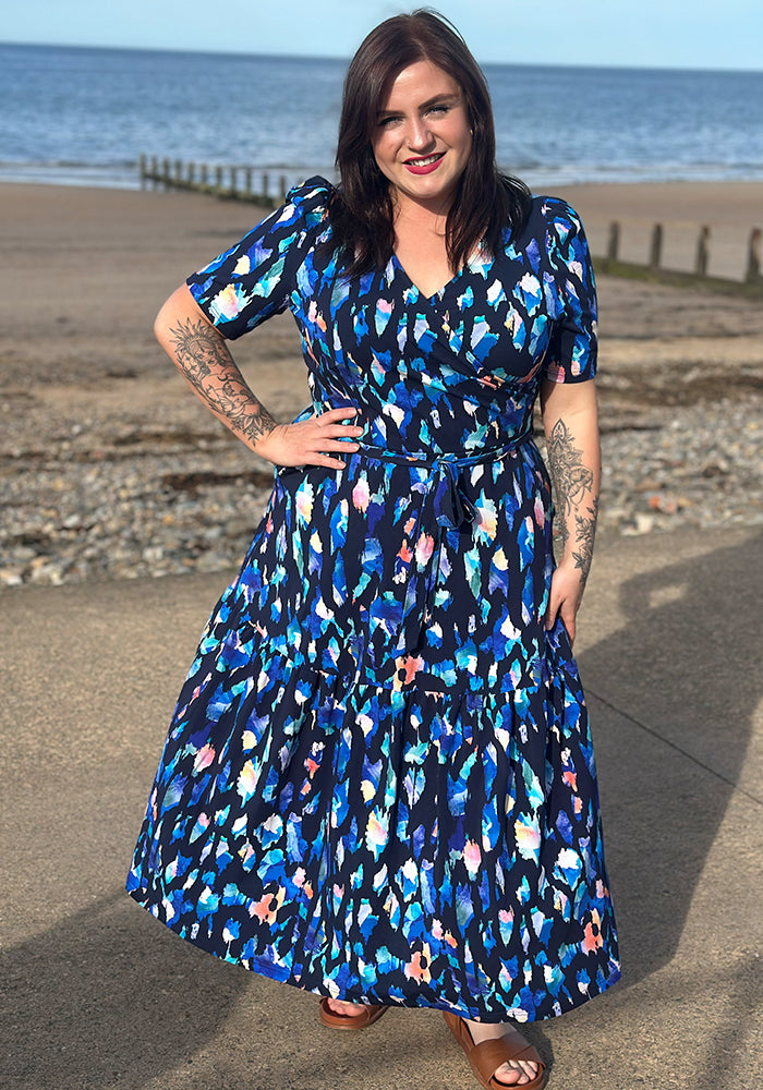 Rossella Colourful Abstract Print Cotton Midaxi Dress