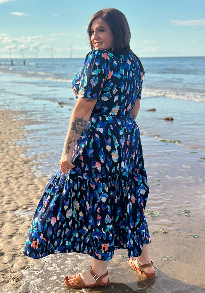 Rossella Colourful Abstract Print Cotton Midaxi Dress