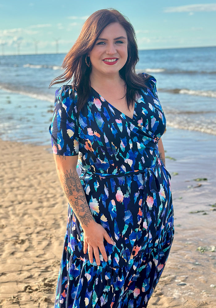 Rossella Colourful Abstract Print Cotton Midaxi Dress