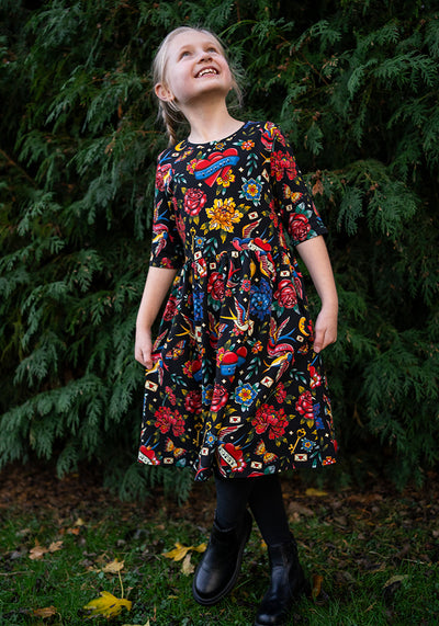 Children's Tattoo Print Cotton Dress (Roux)