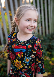 Children's Tattoo Print Cotton Dress (Roux)