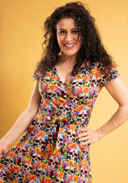 Rowyn Rainbow Floral Skull Print Cotton Dress