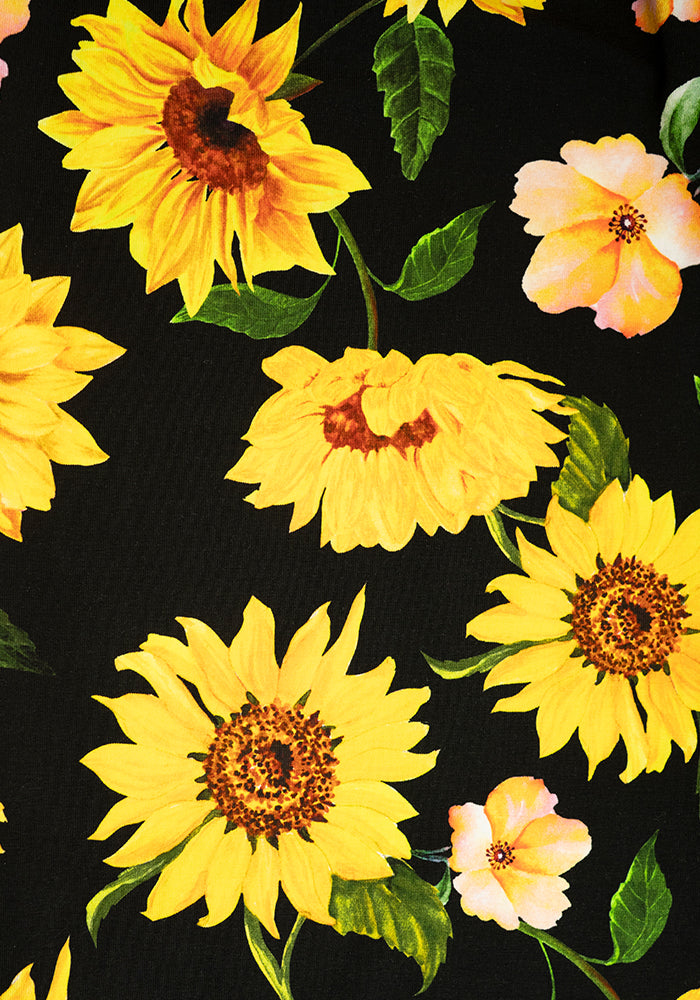 Roxie Black Sunflower Print Cotton Culotte Jumpsuit