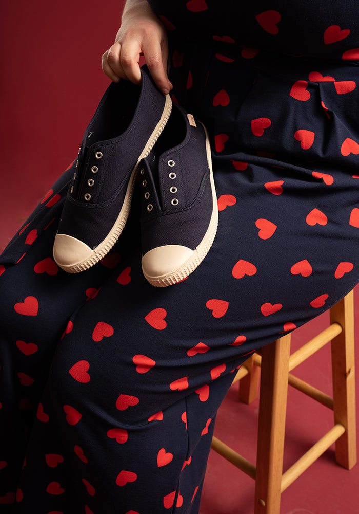 Third angle of Rubin Heart Print Cotton Jumpsuit