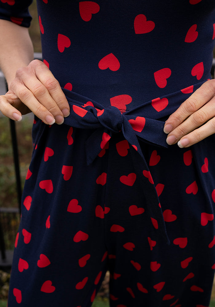 Rubin Heart Print Cotton Jumpsuit