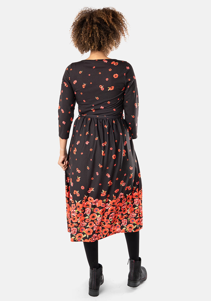 Ruby Poppy Border Print Midi Dress
