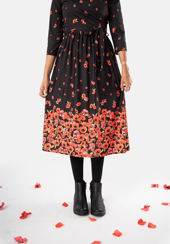 Ruby Poppy Border Print Midi Dress
