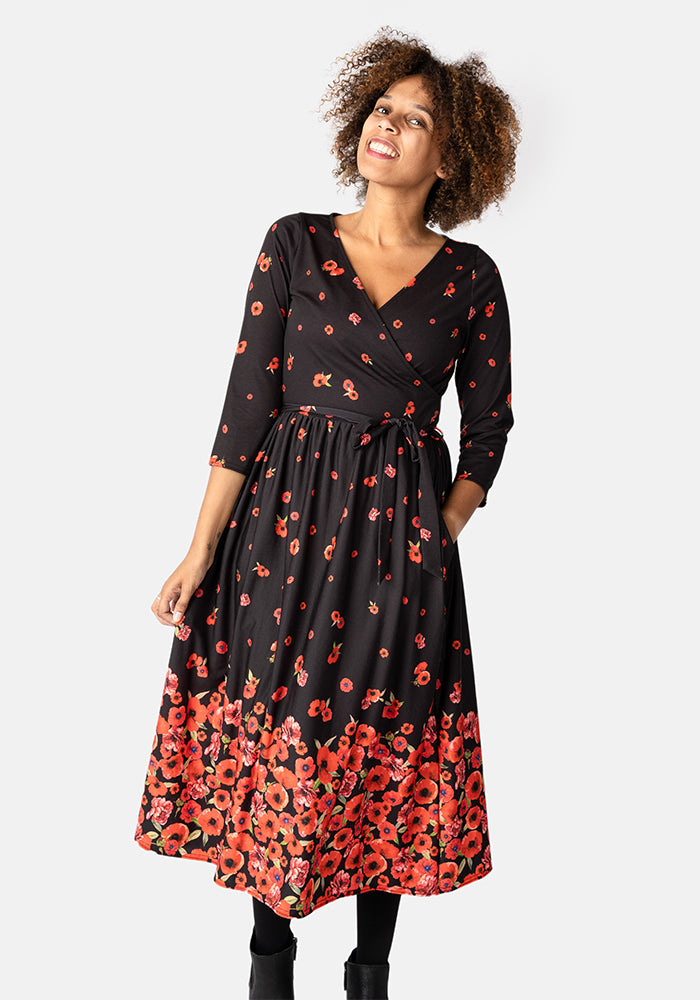 Ruby Poppy Border Print Midi Dress