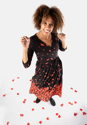 Ruby Poppy Border Print Midi Dress