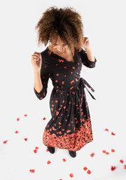 Ruby Poppy Border Print Midi Dress
