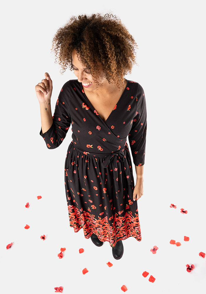 Ruby Poppy Border Print Midi Dress