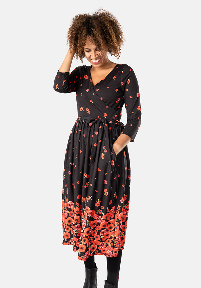 Ruby Poppy Border Print Midi Dress