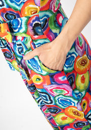 Ruelle Bright Watercoloured Geode Print Cotton Midi Dress