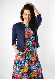 Ruelle Bright Watercoloured Geode Print Cotton Midi Dress