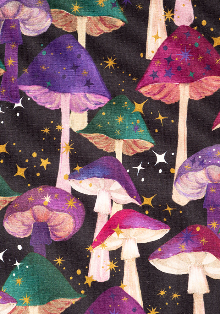Second angle of Runa Purple Mushroom Print Cotton Midi Dress