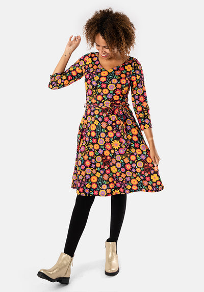 Rune Dancing Skeletons Print Dress