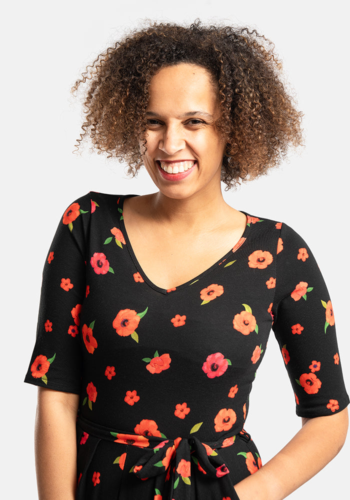 Fourth angle of Russo Poppy Border Print Cotton Culotte Leg Jumpsuit