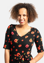 Russo Poppy Border Print Cotton Culotte Leg Jumpsuit