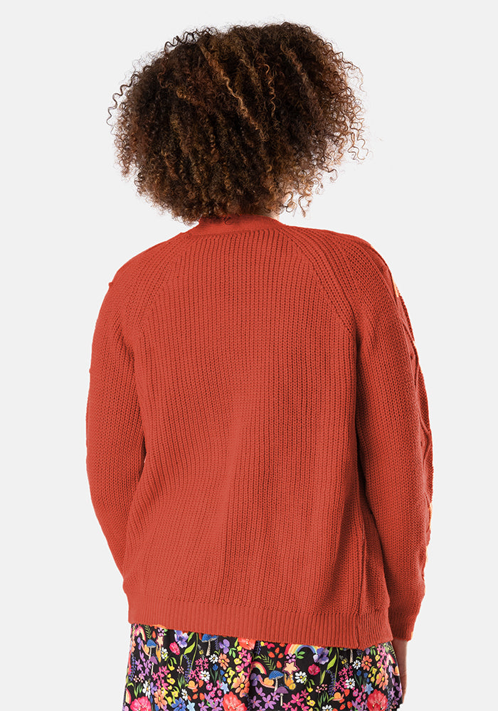 Rust Cable Sleeve Cardigan