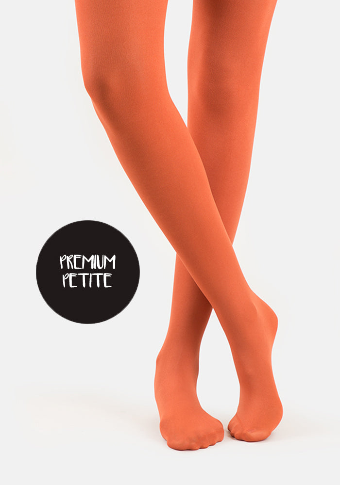 Front view of Petite 50 Denier Premium Tights (Rust), enjoy a comfortable petite fit with our warm rust 50 Denier tights.