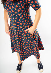 Ruthie Strawberry Print Cotton Trapeze Dress