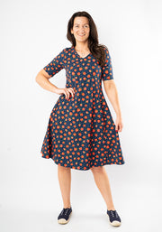 Ruthie Strawberry Print Cotton Trapeze Dress