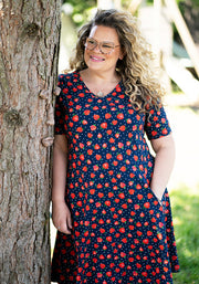Ruthie Strawberry Print Cotton Trapeze Dress