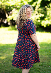 Ruthie Strawberry Print Cotton Trapeze Dress