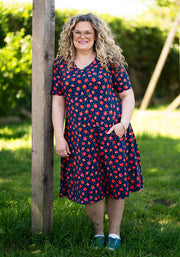 Ruthie Strawberry Print Cotton Trapeze Dress