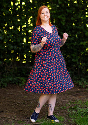 Ruthie Strawberry Print Cotton Trapeze Dress