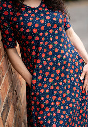 Ruthie Strawberry Print Cotton Trapeze Dress
