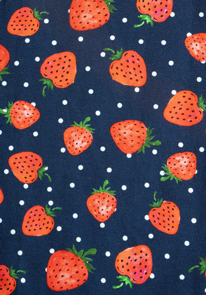 Second angle of Thora Strawberry Print Cotton Culotte Leg Jumpsuit