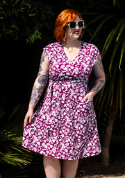 Shiloh Purple Paradise Print Cotton Dress