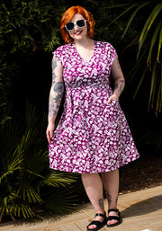Shiloh Purple Paradise Print Cotton Dress