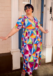 Skyler Sun Burst Geo Print Midaxi Dress