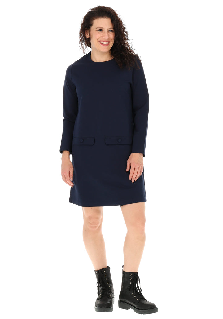 Maelis Navy A-Line Knee Length Dress